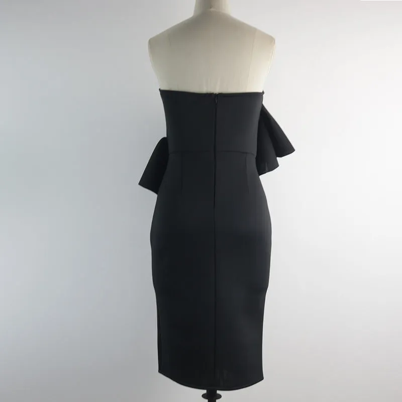 Ruffled Sexy Split Hip Dress
