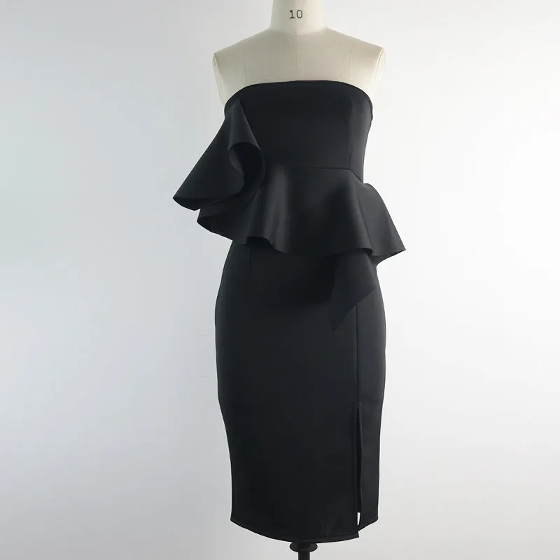 Ruffled Sexy Split Hip Dress