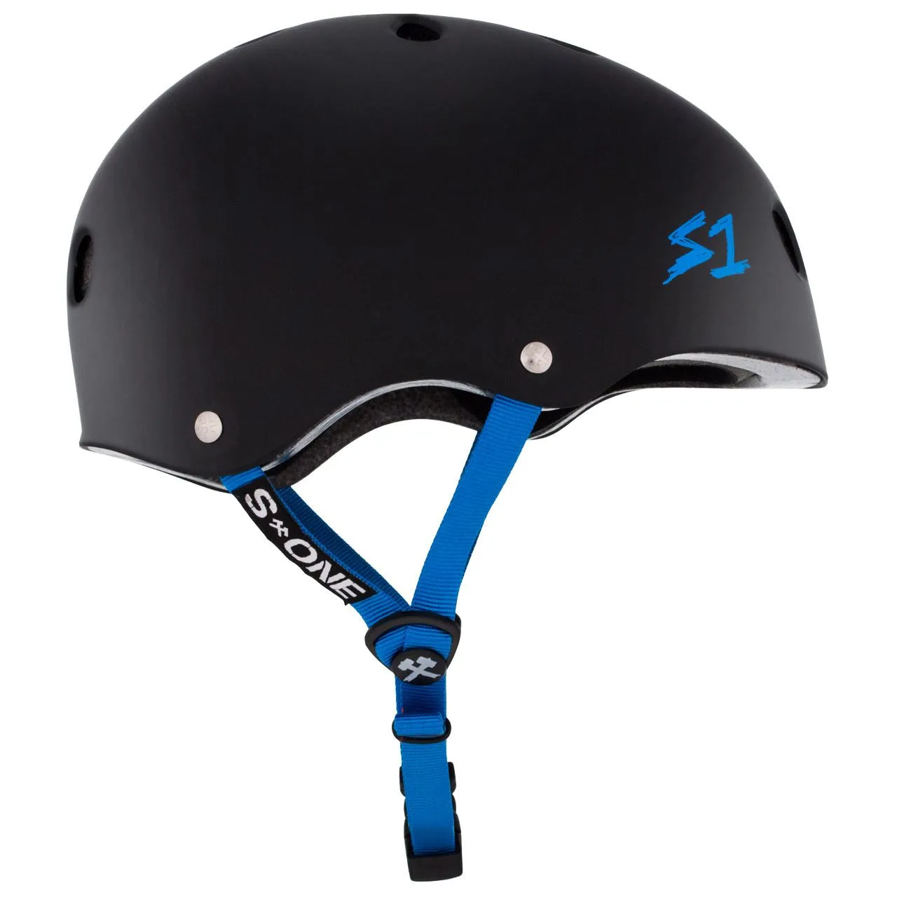 S1 Lifer Helmet - Matt Black W/Cyan Strap