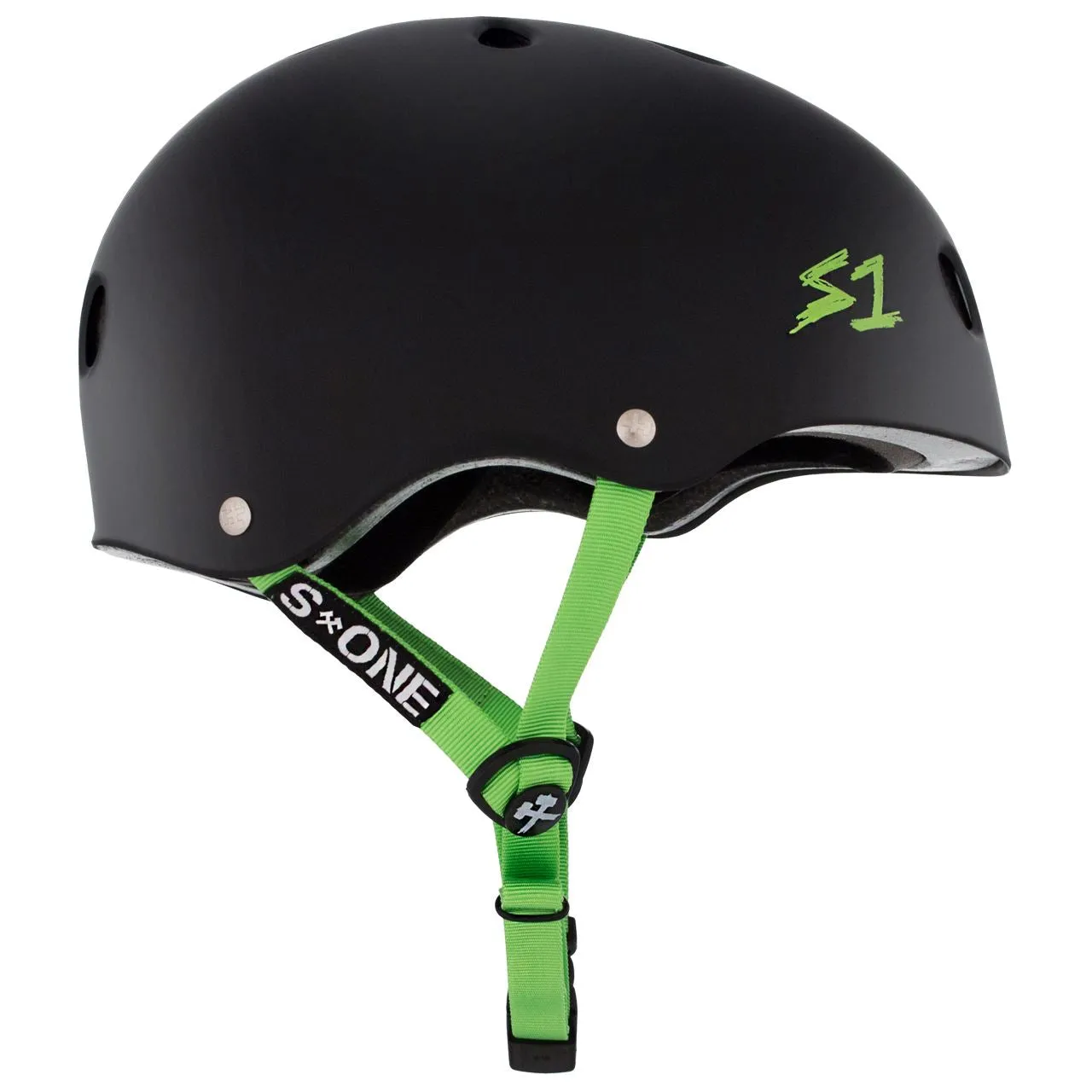 S1 Lifer Helmet - Matt Black W/Green Strap