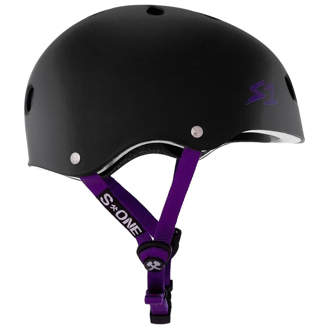 S1 Lifer Helmet - Matt Black W/Purple Strap