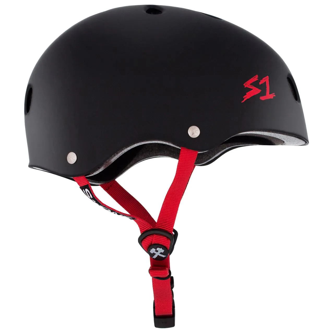 S1 Lifer Helmet - Matt Black W/Red Strap