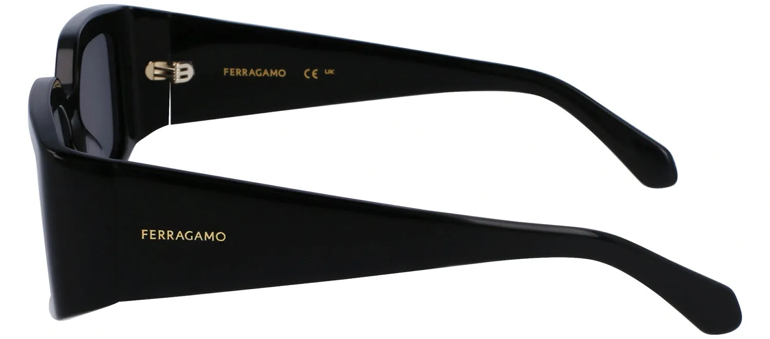 Salvatore Ferragamo SF 1101S 001 Irregular Plastic Black Sunglasses with Grey Lens
