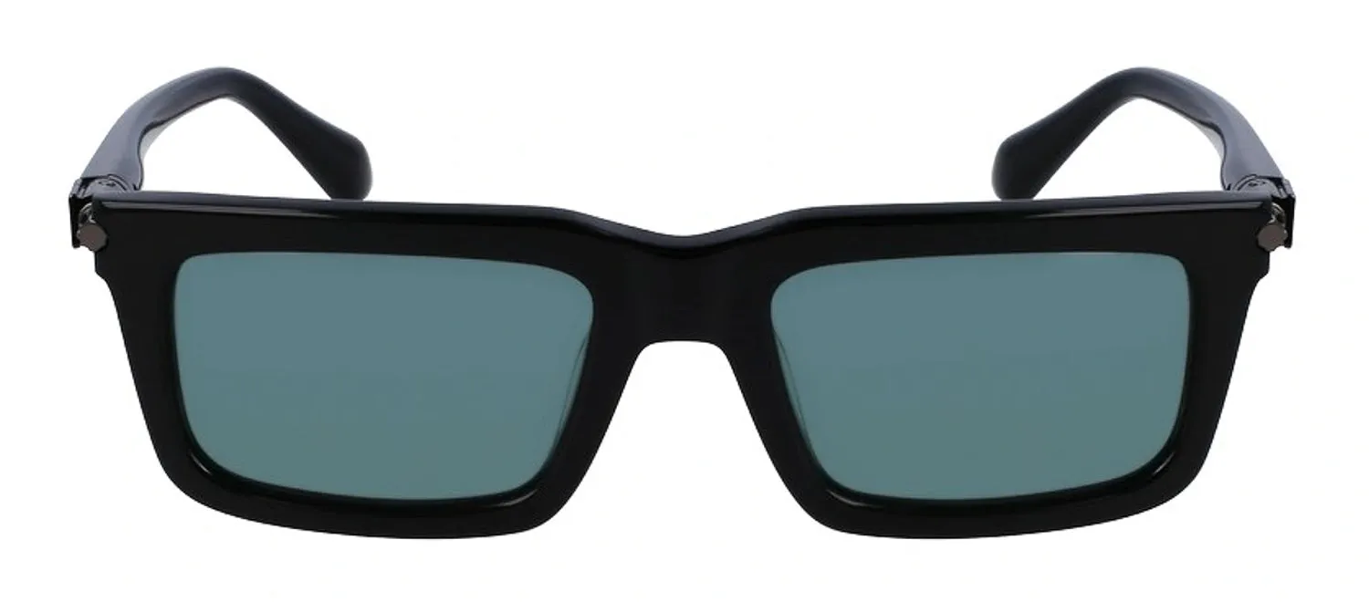 Salvatore Ferragamo SF 2015S 001 Rectangular Plastic Black Sunglasses with Teal Lens