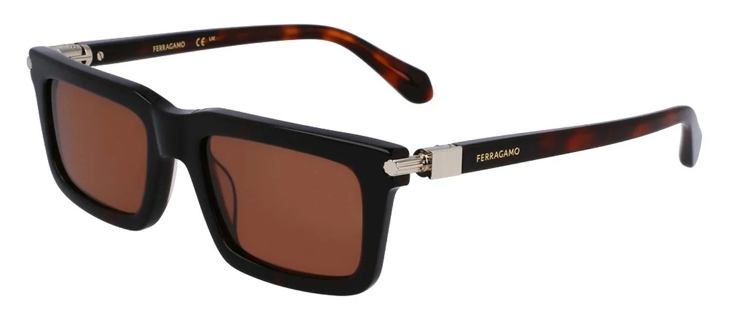 Salvatore Ferragamo SF 2015S 242 Rectangular Plastic Dark Tortoise Sunglasses with Brown Lens