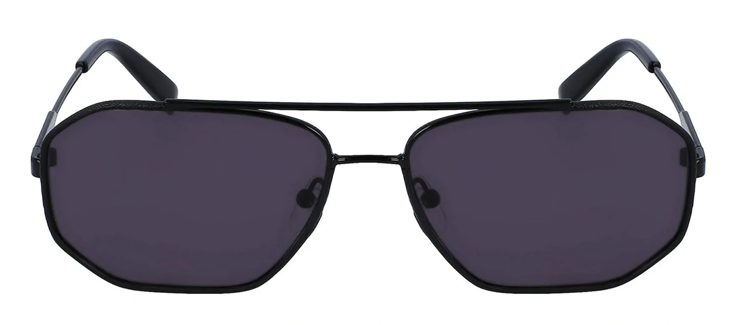 Salvatore Ferragamo SF 303SL 001 Navigator Metal Black Sunglasses with Dark Grey Lens