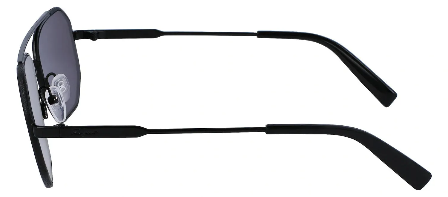 Salvatore Ferragamo SF 303SL 001 Navigator Metal Black Sunglasses with Dark Grey Lens