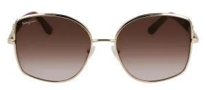 Salvatore Ferragamo SF 304S 745 Butterfly Metal Gold Sunglasses with Brown Gradient Lens