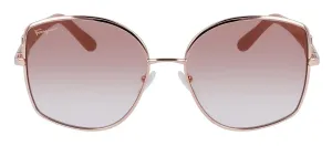 Salvatore Ferragamo SF 304S 772 Oval Metal Pink Gold Sunglasses with Nude Gradient Lens