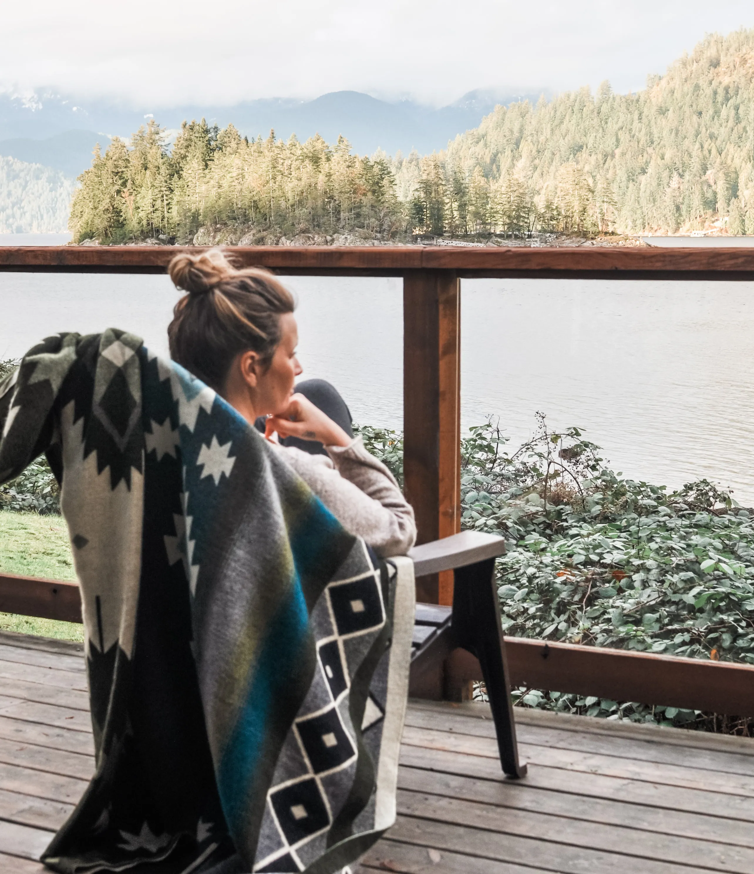 San Pablo Aztec Reversible Blanket  //  Olive Green/Grey/Teal