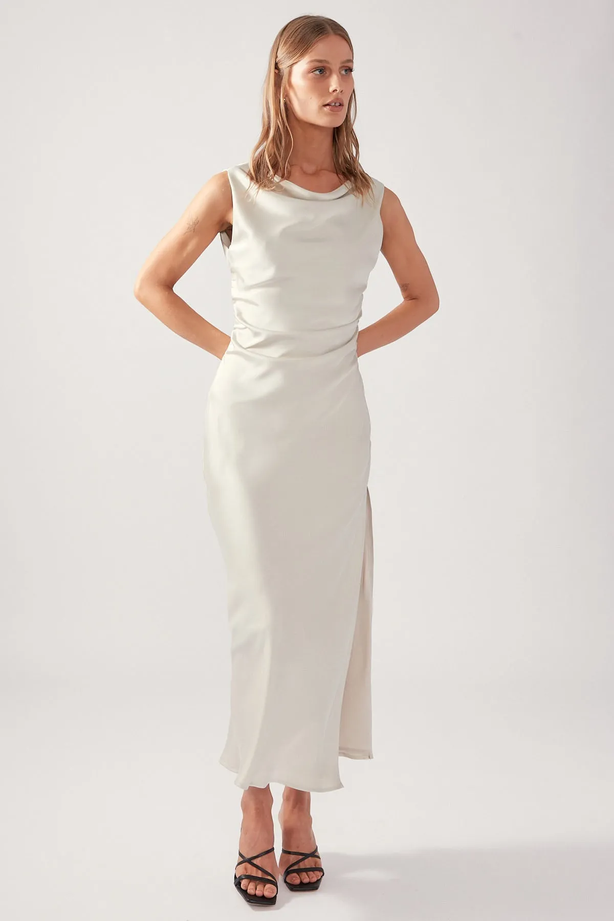 Sand Glossy Nights Maxi Dress