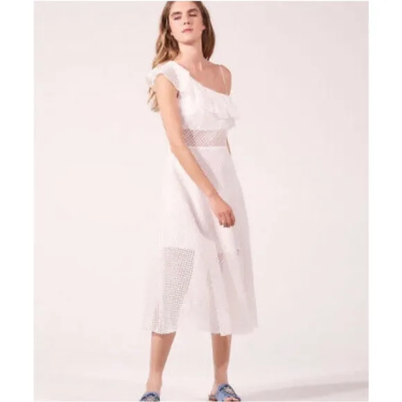 Sandro Paris Eyelet One Shoulder Dress