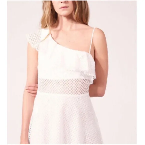Sandro Paris Eyelet One Shoulder Dress
