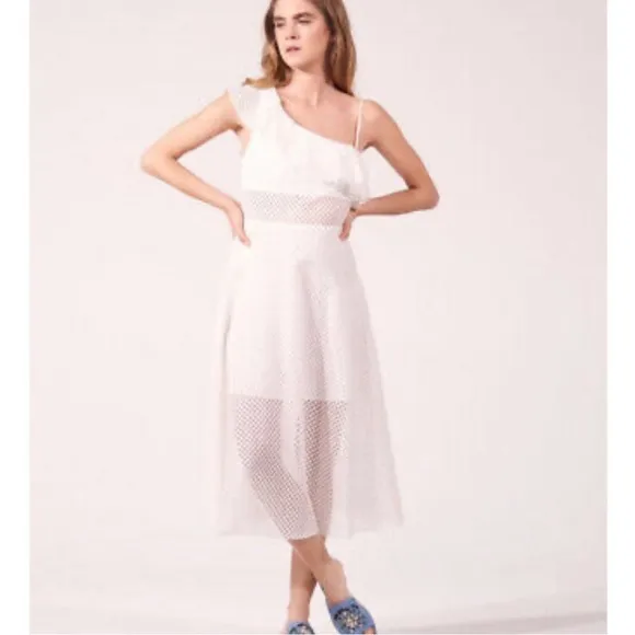 Sandro Paris Eyelet One Shoulder Dress