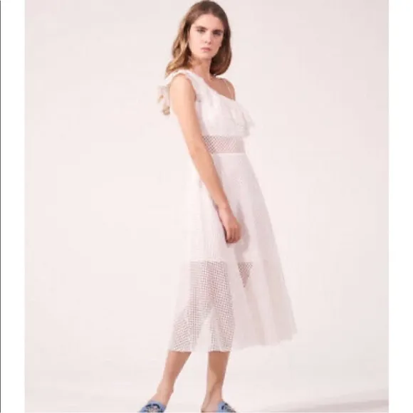 Sandro Paris Eyelet One Shoulder Dress