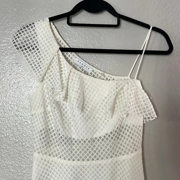 Sandro Paris Eyelet One Shoulder Dress