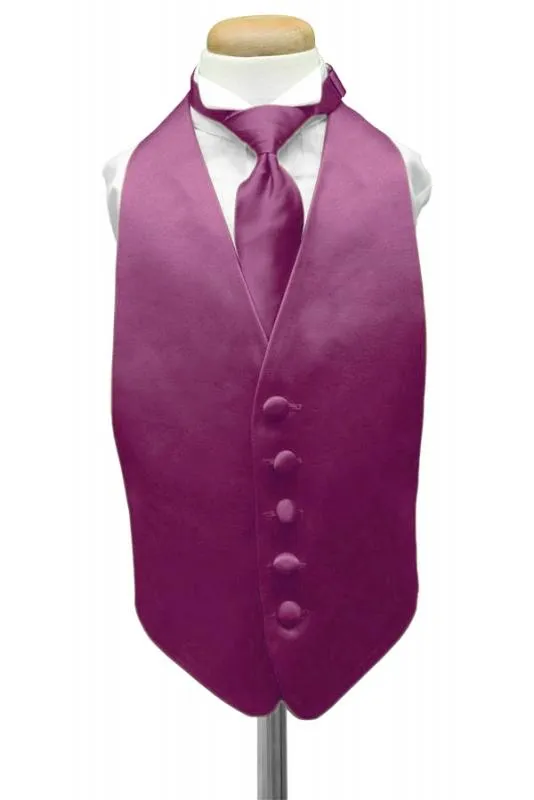Sangria Luxury Satin Kids Tuxedo Vest