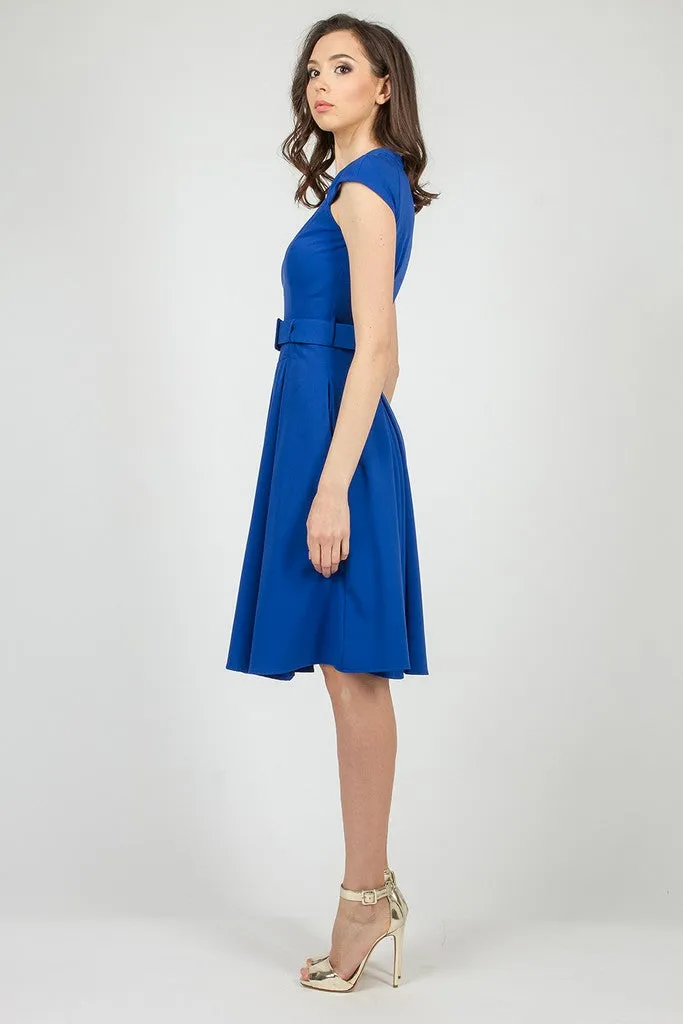 Sapphire Summer Office Day A-line Knee Squareneck Dress