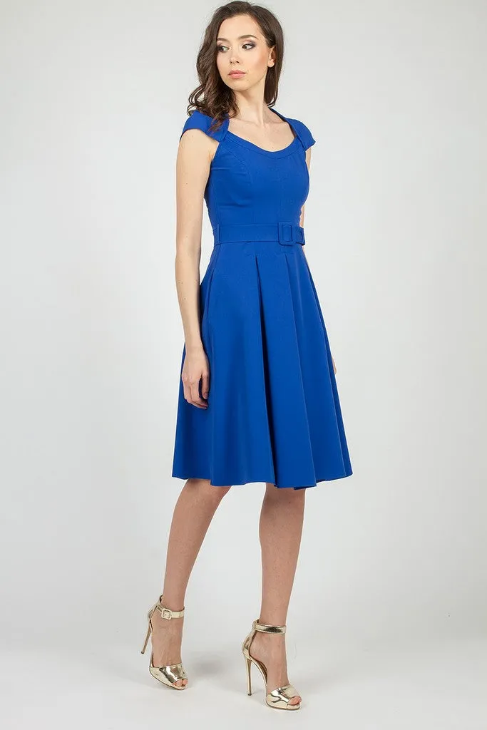 Sapphire Summer Office Day A-line Knee Squareneck Dress