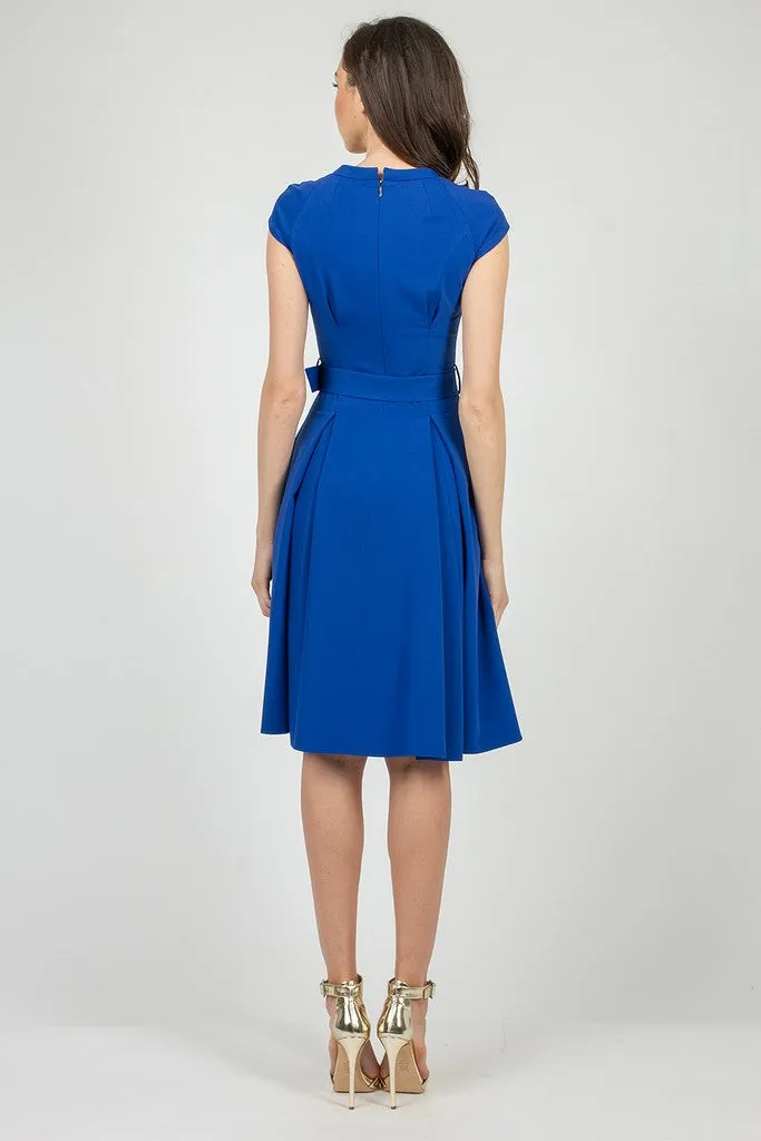 Sapphire Summer Office Day A-line Knee Squareneck Dress