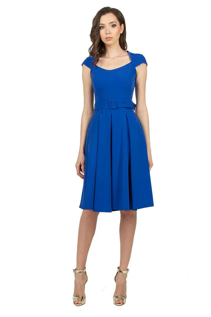 Sapphire Summer Office Day A-line Knee Squareneck Dress