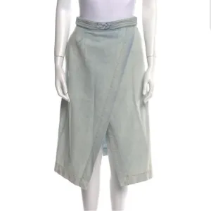 Sea Denim blue jeans braided accent midi skirt high waist size 2 light blue wash