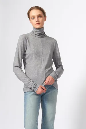 Seamed Fitted Turtleneck - Grey
