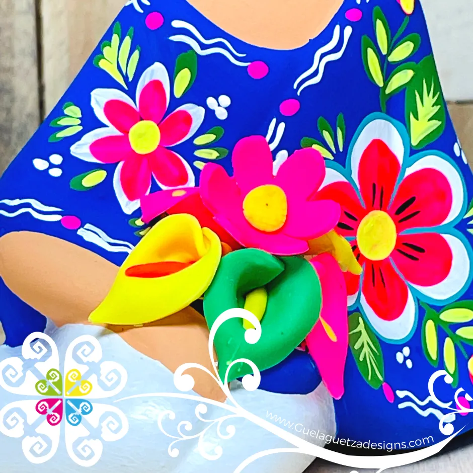 Seated Lucia Michoacana Doll - Ceramic Statue
