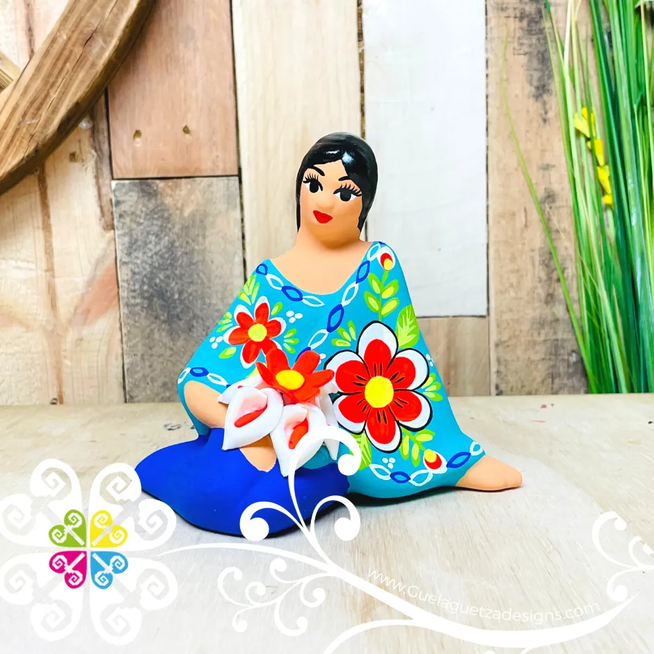 Seated Lucia Michoacana Doll - Ceramic Statue