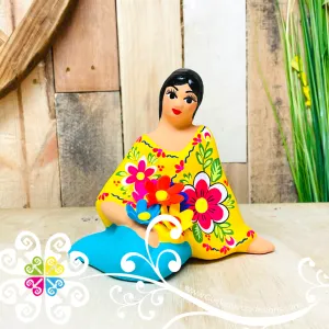 Seated Lucia Michoacana Doll - Ceramic Statue