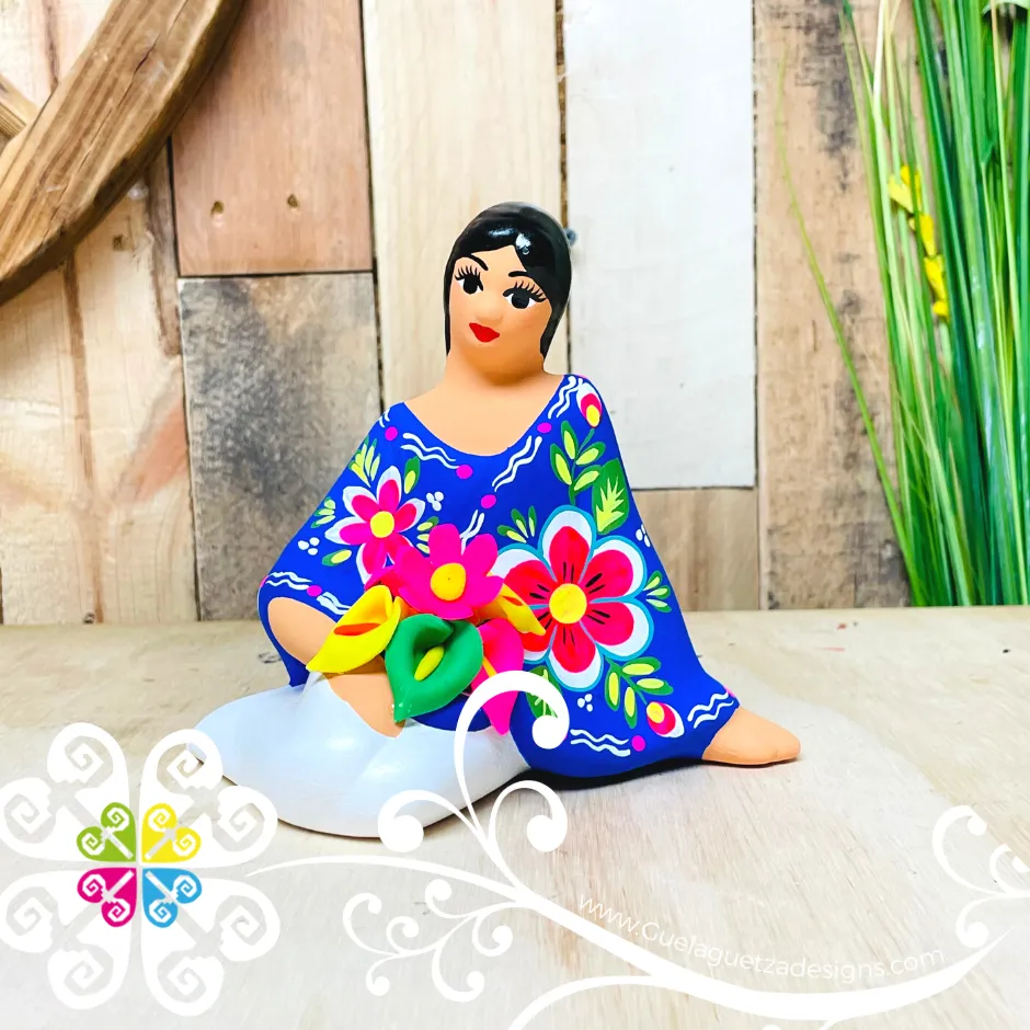 Seated Lucia Michoacana Doll - Ceramic Statue