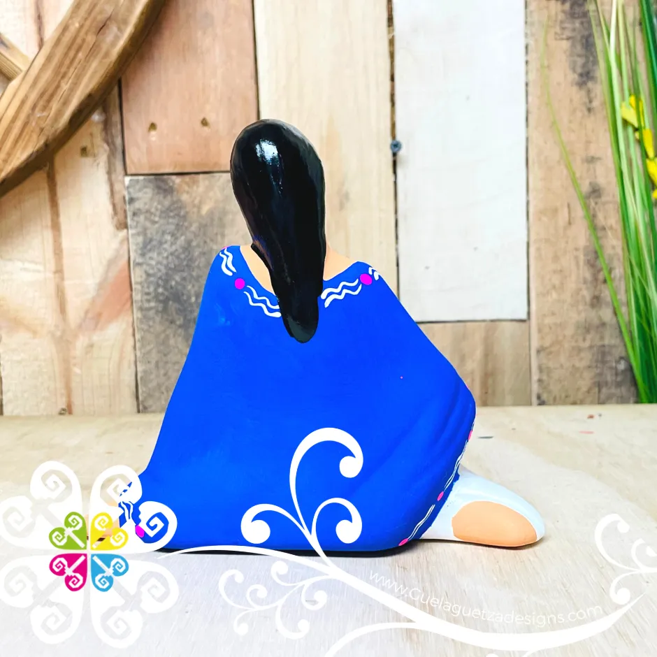 Seated Lucia Michoacana Doll - Ceramic Statue