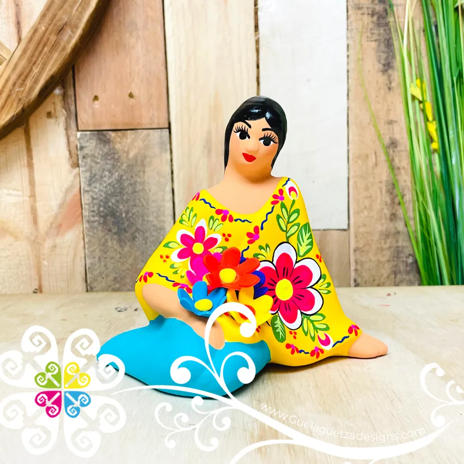 Seated Lucia Michoacana Doll - Ceramic Statue