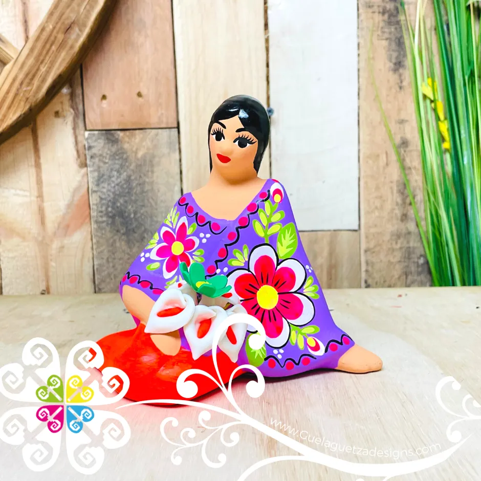 Seated Lucia Michoacana Doll - Ceramic Statue