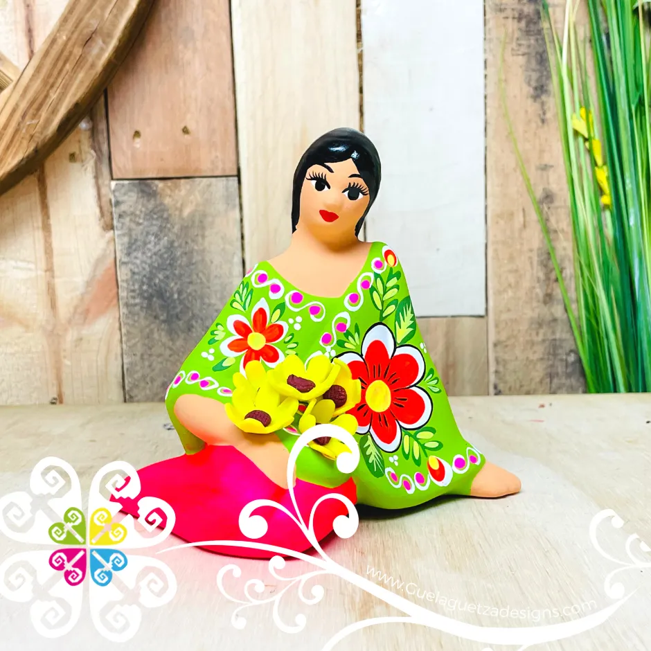 Seated Lucia Michoacana Doll - Ceramic Statue