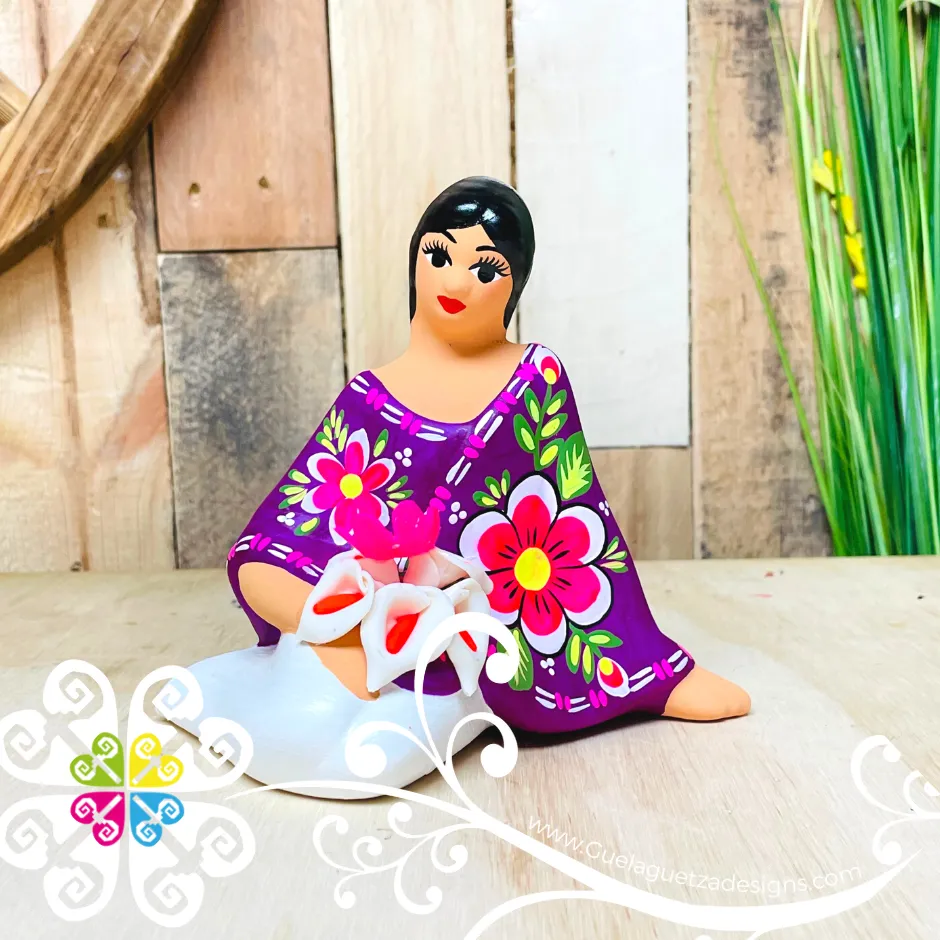 Seated Lucia Michoacana Doll - Ceramic Statue
