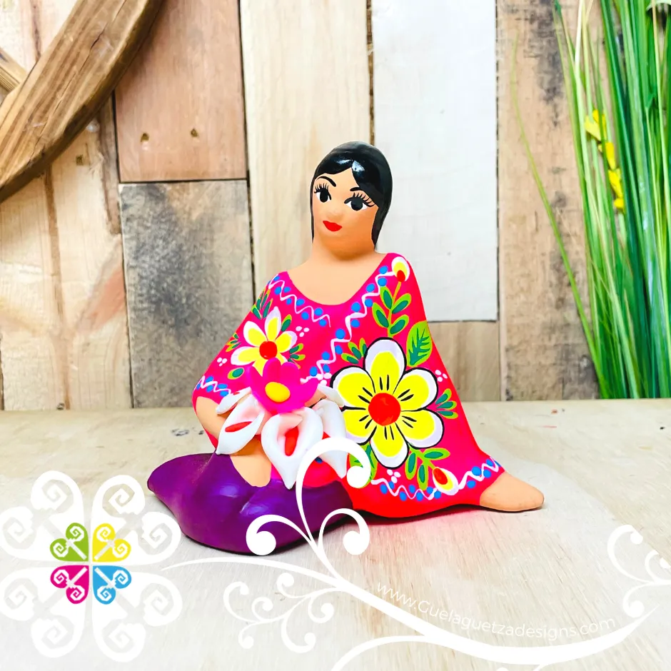 Seated Lucia Michoacana Doll - Ceramic Statue