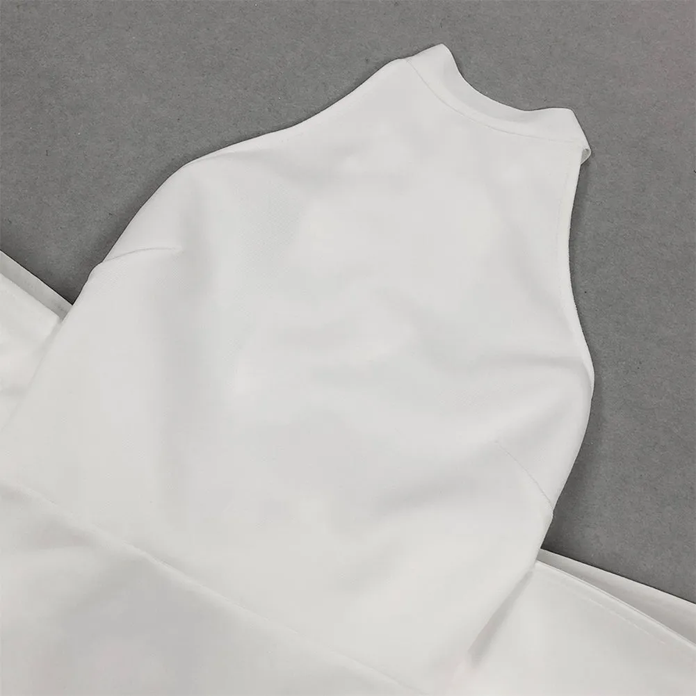 Semi-High Collar Huge Bowknot Maxi Bandage Dress HL9705