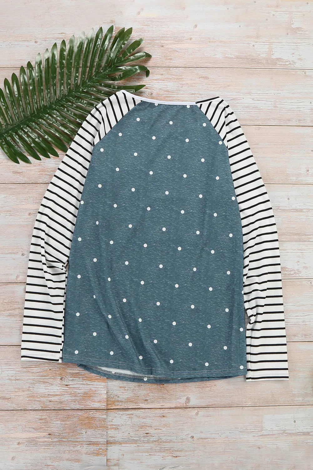 Sequin Pocket Black Leopard Panel Striped Sleeve Top