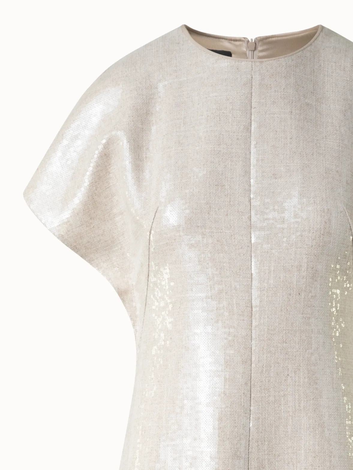 Sequined Midi Gown in Linen Blend