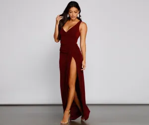 Serena Formal High Charming Slit Lurex Dress