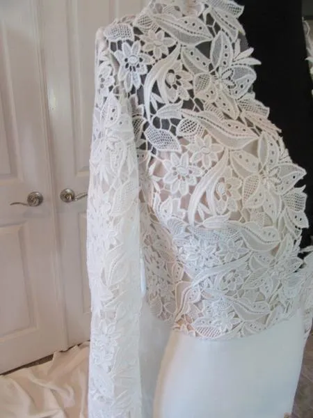 Sexy Deep V-Neck Lace Long-sleeve Top Mermaid Long Wedding Dresses, WD0038