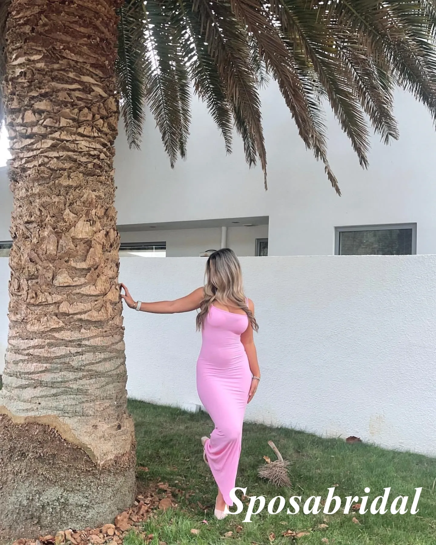 Sexy Pink Spaghetti Straps Sleeveless Mermaid Long Prom Dresses, PD3837