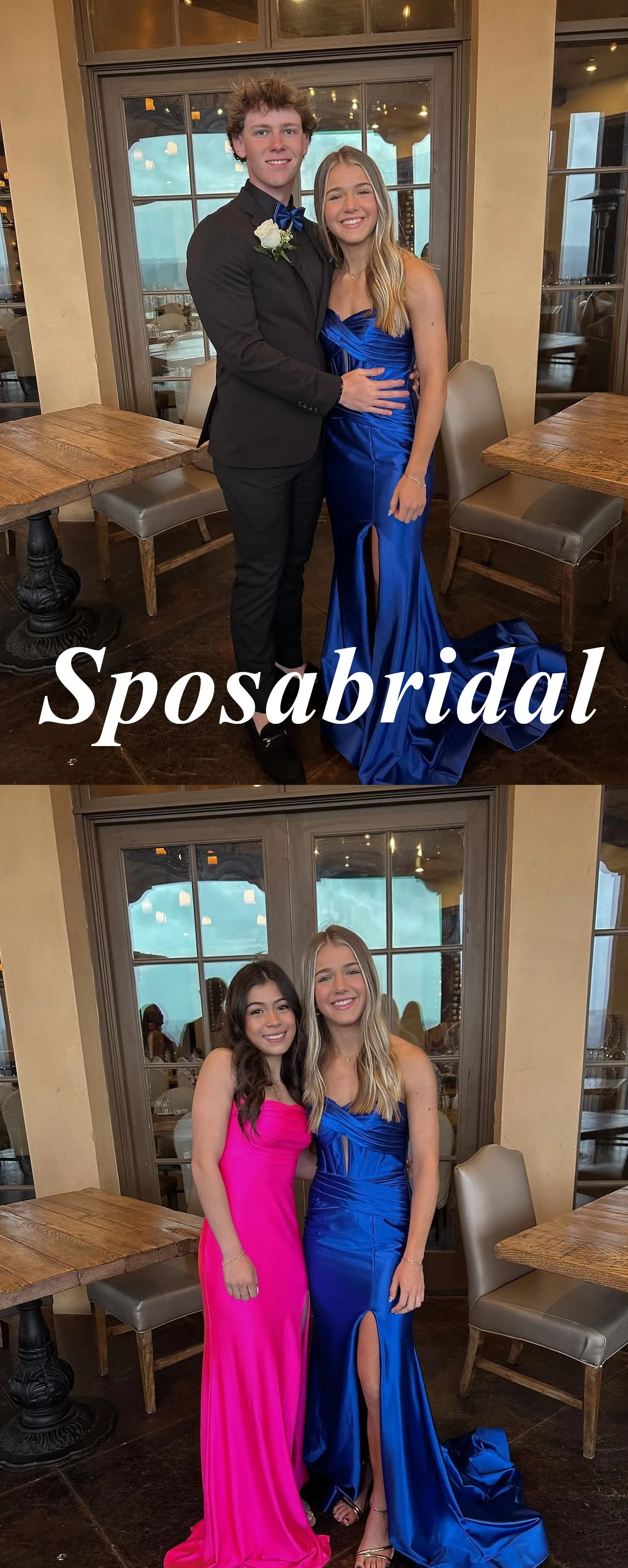 Sexy Soft Satin Royal-Blue Sweetheart V-Neck Sleeveless Side Slit Mermaid Long Prom Dresses, PD3932