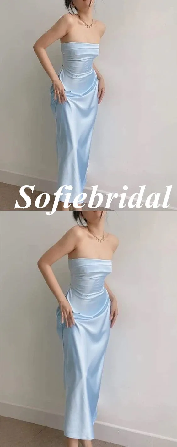 Sexy Soft Satin Sweetheart Sleeveless Mermaid Ankle Length Prom Dress, PD01049