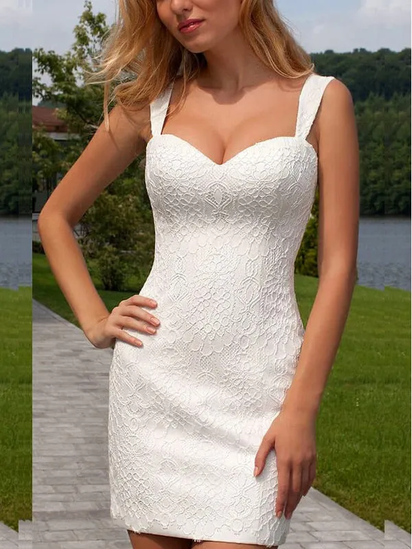 Sexy Sweetheart Mermaid Lace Short Tulle Detachable Wedding Dress, WD3040