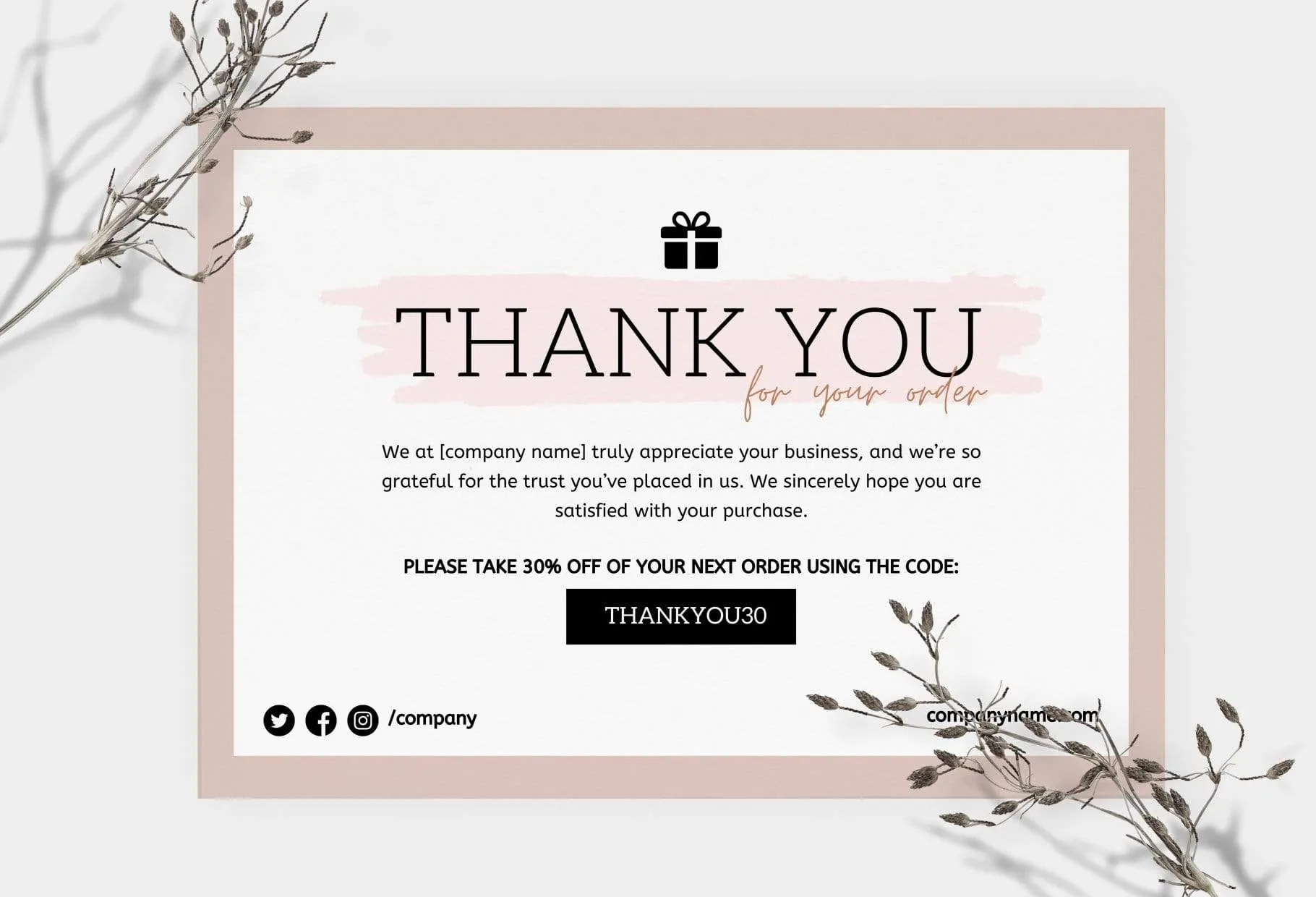 Shirley Printable Thank You Card Packaging Insert Note Canva Template