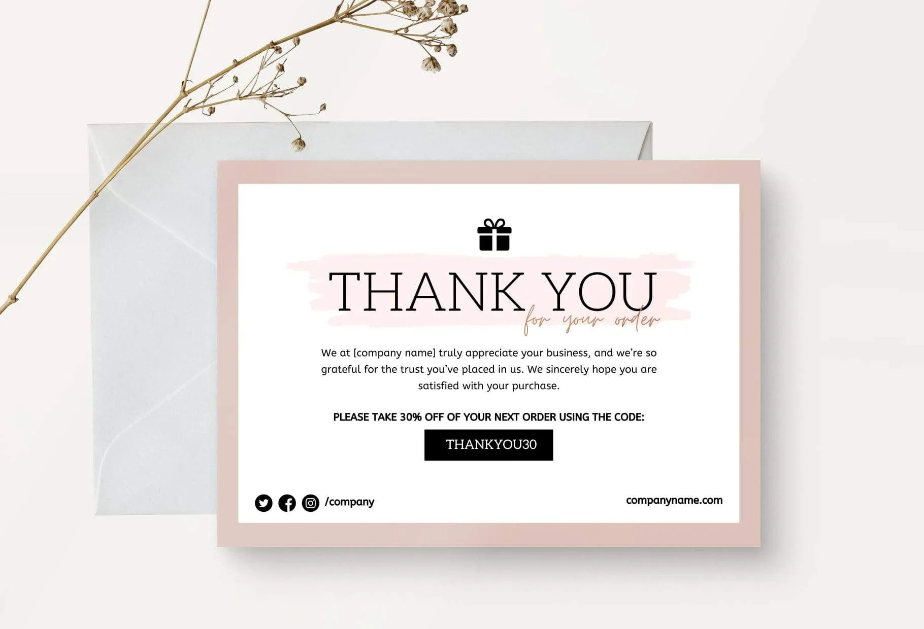 Shirley Printable Thank You Card Packaging Insert Note Canva Template