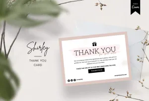 Shirley Printable Thank You Card Packaging Insert Note Canva Template