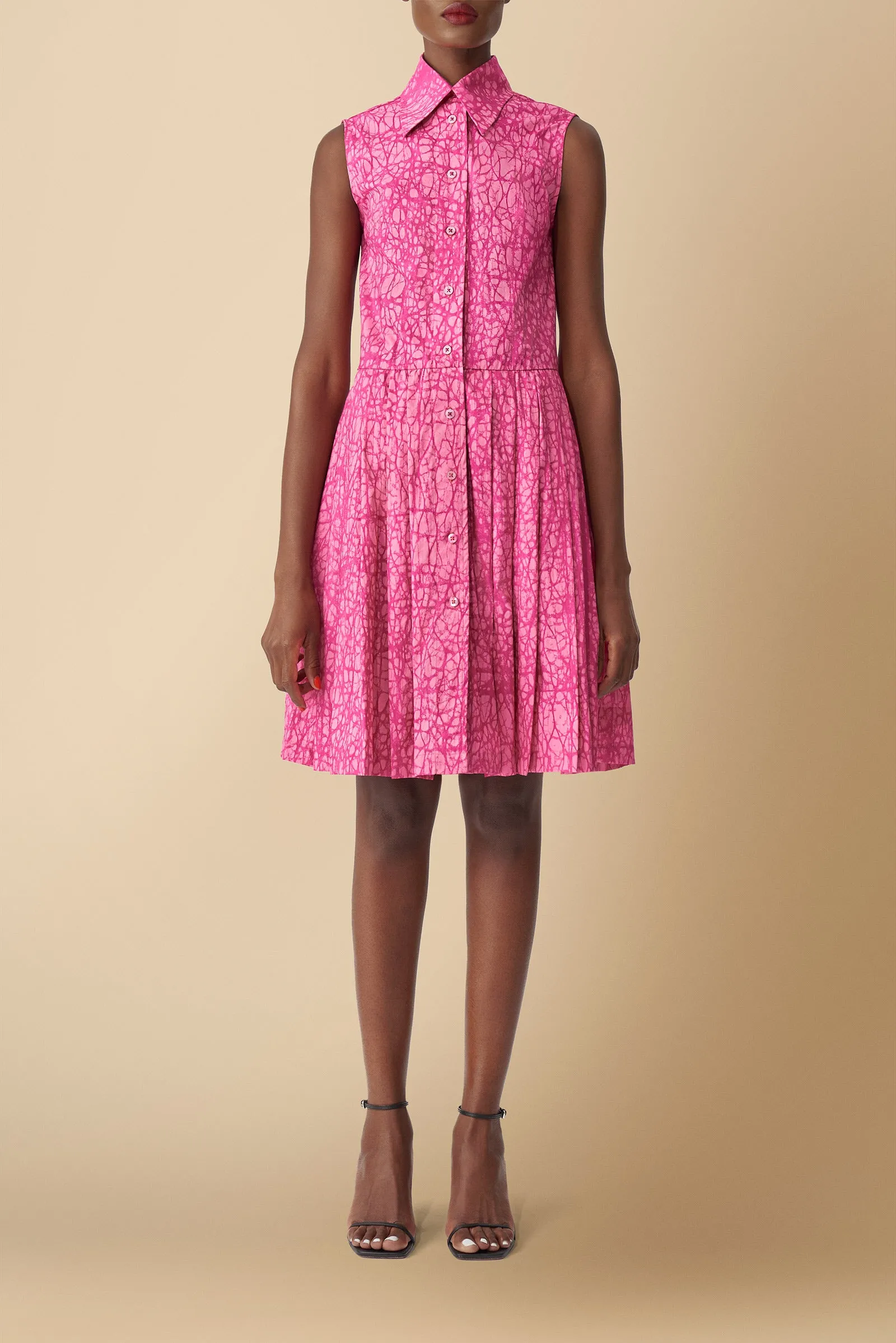 Shiro Kitenge Print Cotton Poplin Shirtdress in Pink